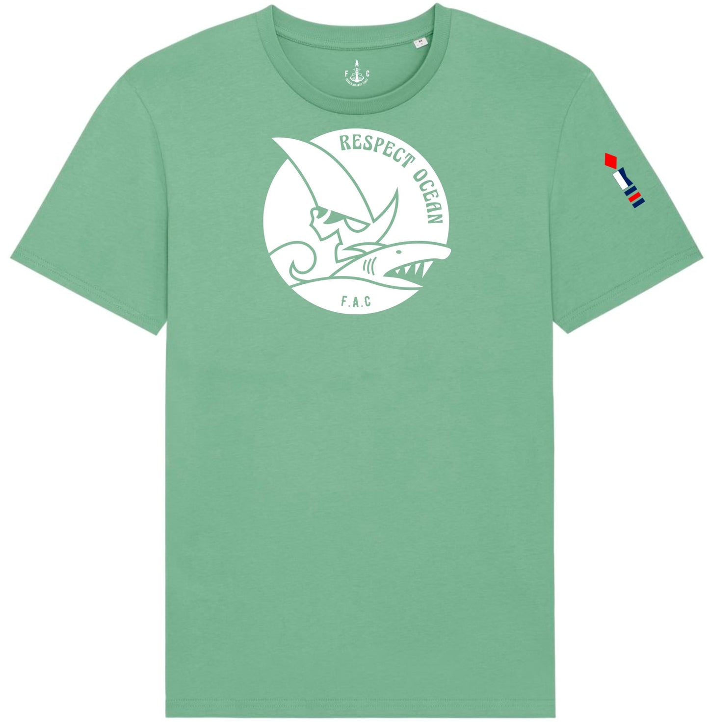 T-SHIRT FAC RESPECT OCEAN Vert pastel et blanc