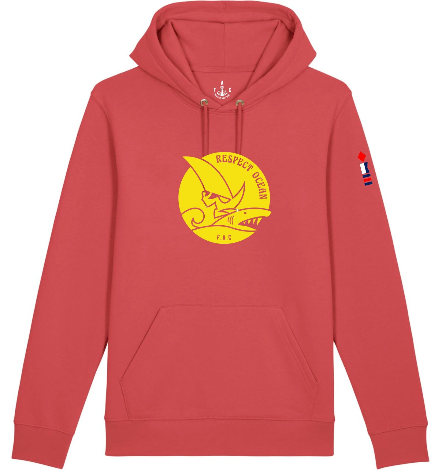 Hoodie FAC RESPECT OCEAN Corail et jaune
