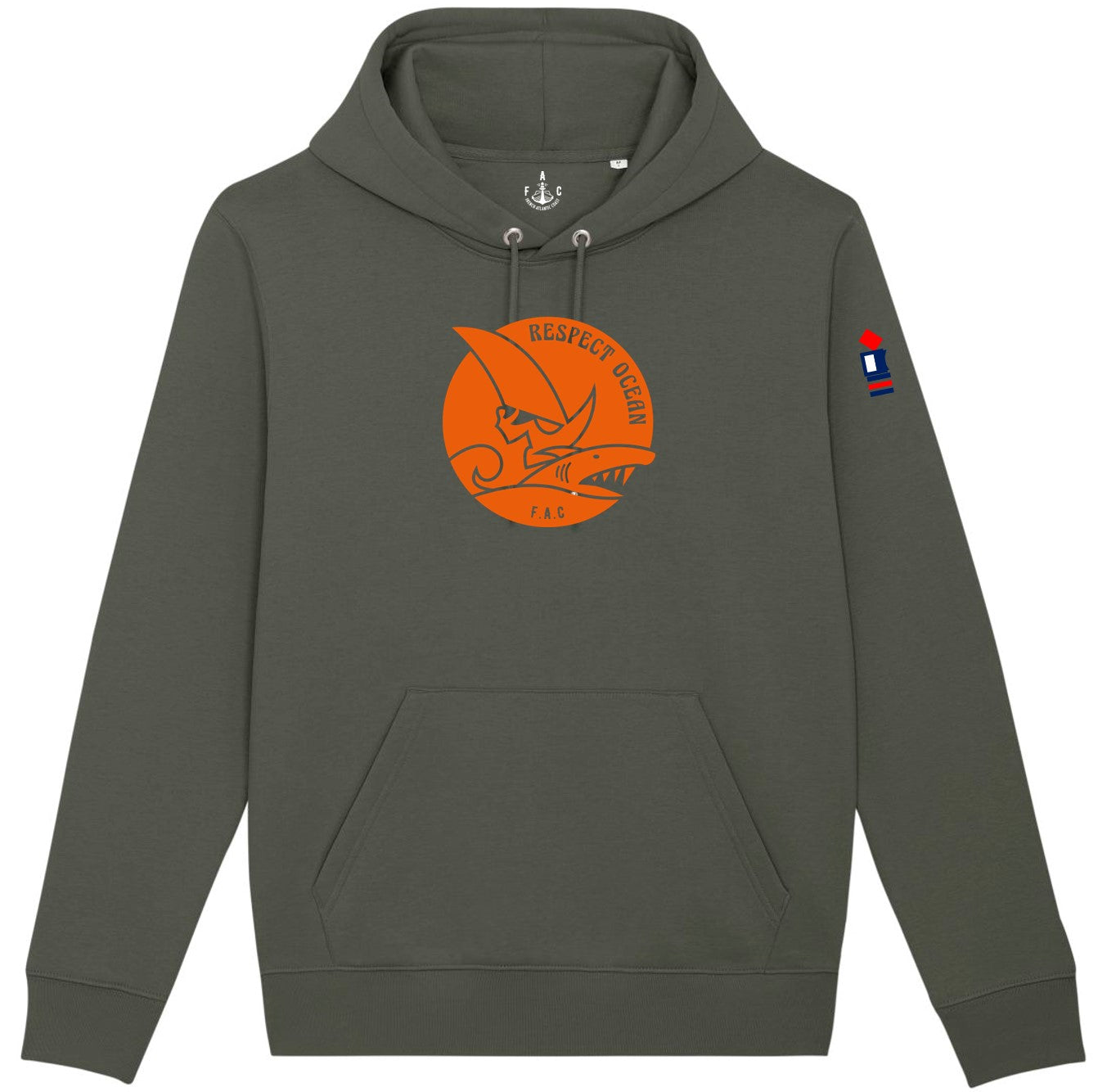 Hoodie RESPECT OCEAN kaki et orange