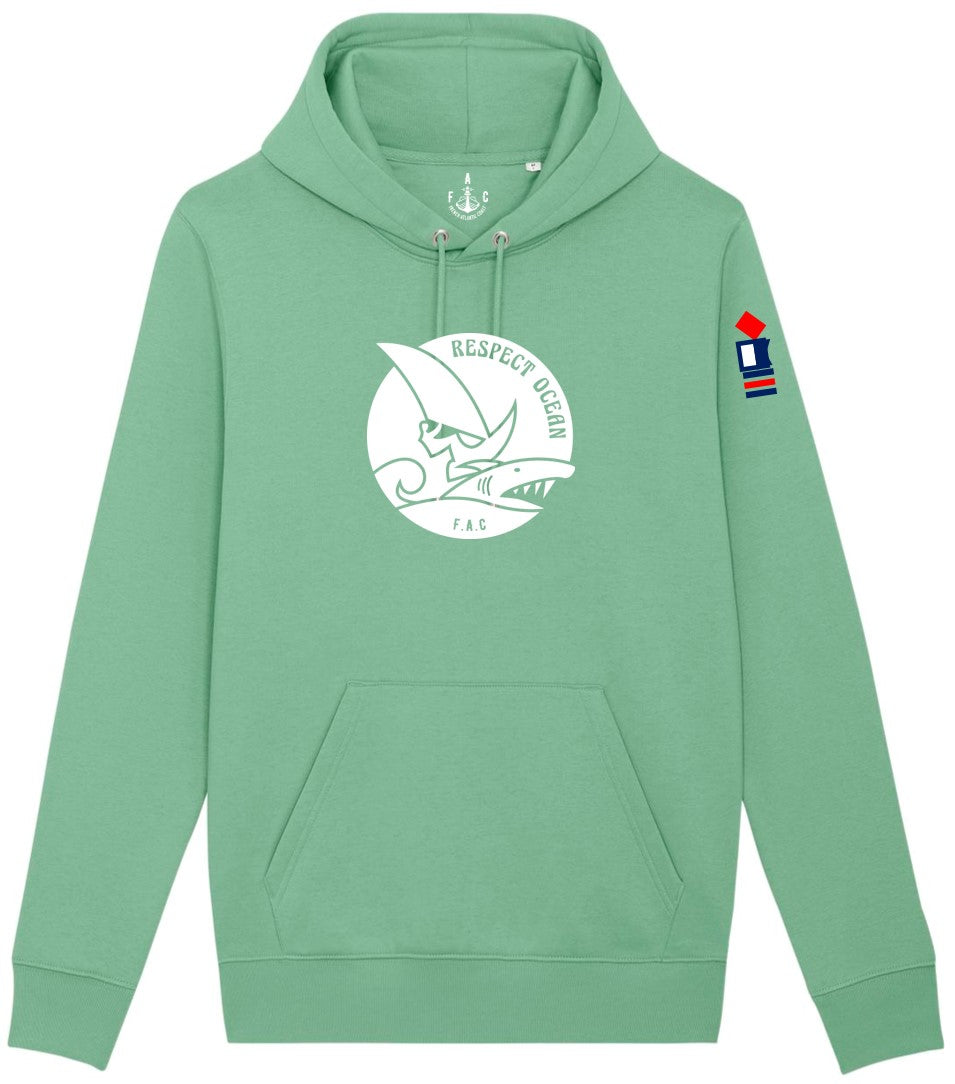 Hoodie RESPECT OCEAN Vert Pastel et blanc