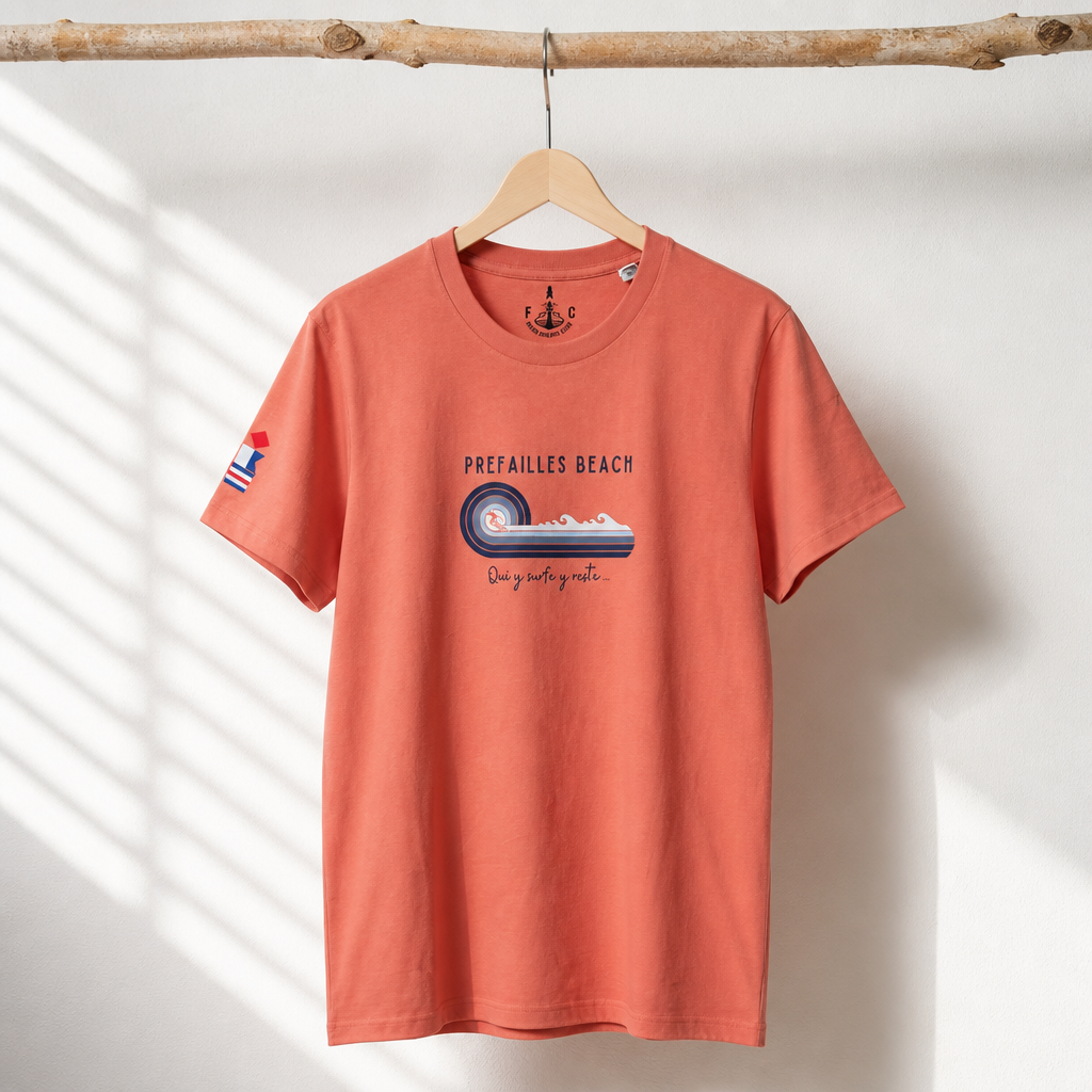T-shirt unisexe PREFAILLES BEACH  "Qui y surfe y reste"