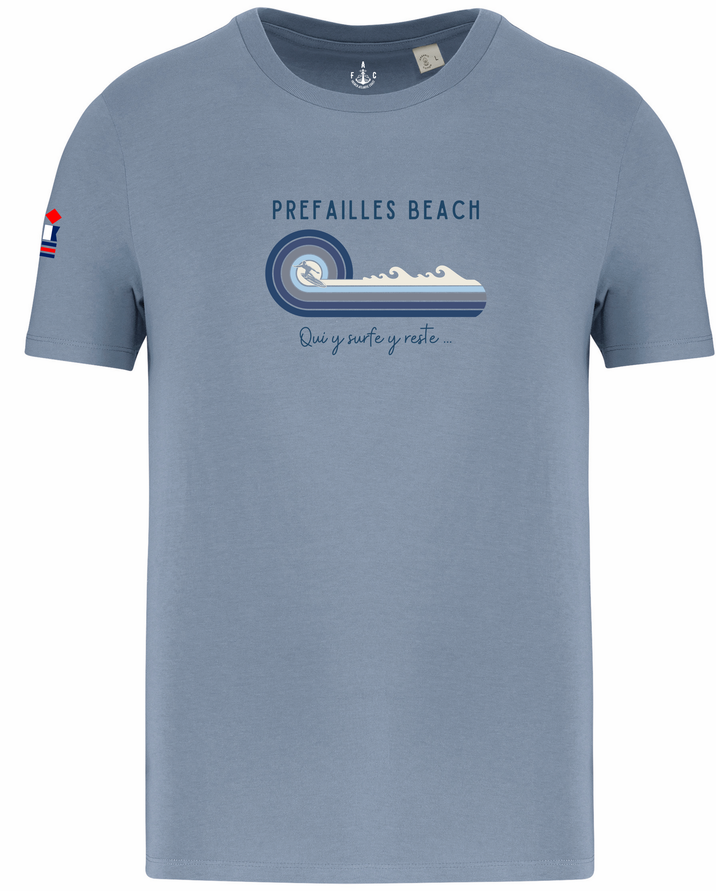 T-shirt unisexe "Qui y surfe y reste"